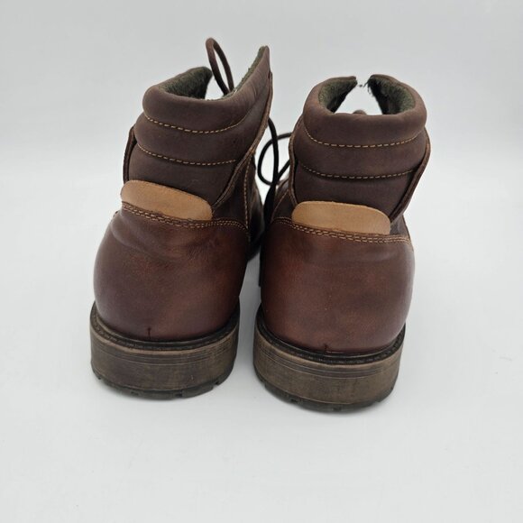 Mens Brown Lace-Up Ankle Boots Size 10.5 Leather Casual Durable Shoes - Picture 3 of 9